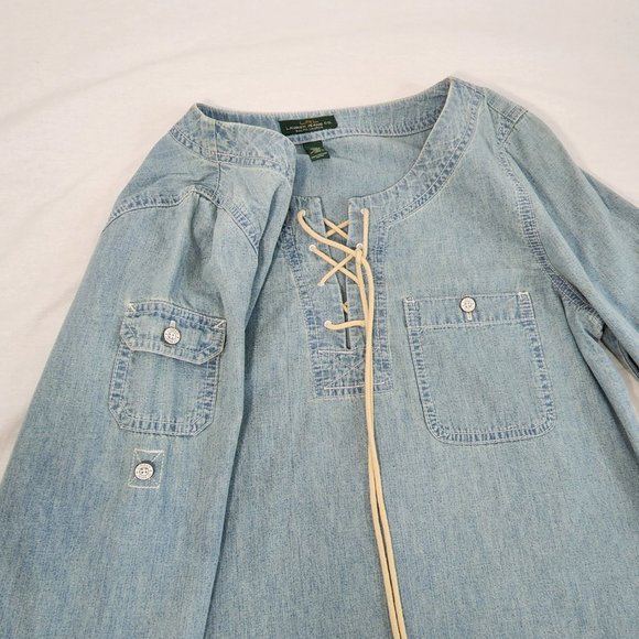 Vintage LRL JEANS CO. RALPH LAUREN Denim Tunic/Shirt Loose Fit Size M Exc. Cond. - Picture 10 of 16